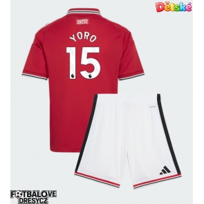 Manchester United Leny Yoro #15 Dětské Domácí dres komplet 2026-27 Krátký Rukáv (+ trenýrky)